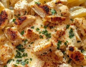 Boursin Chicken Pasta dish with creamy sauce and chicken on a plate
