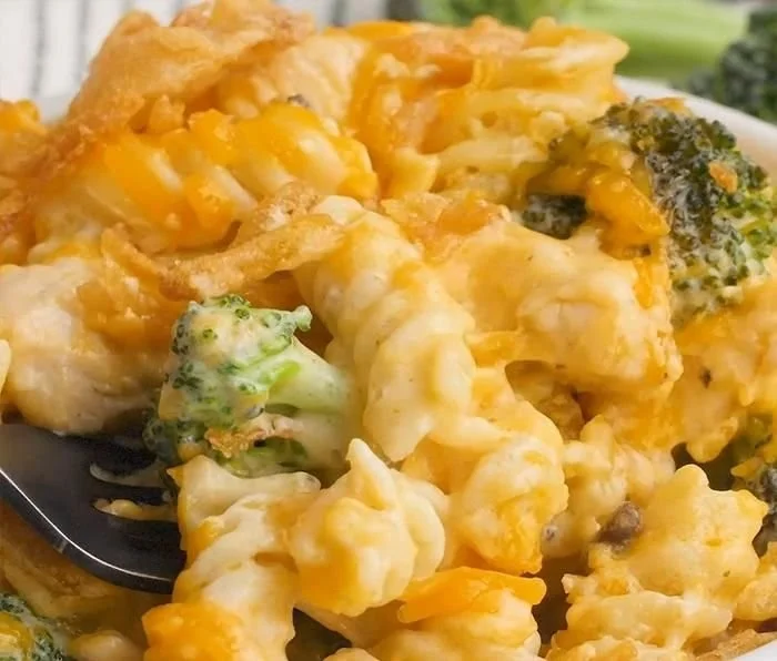 Delicious chicken noodle casserole fresh out of the oven