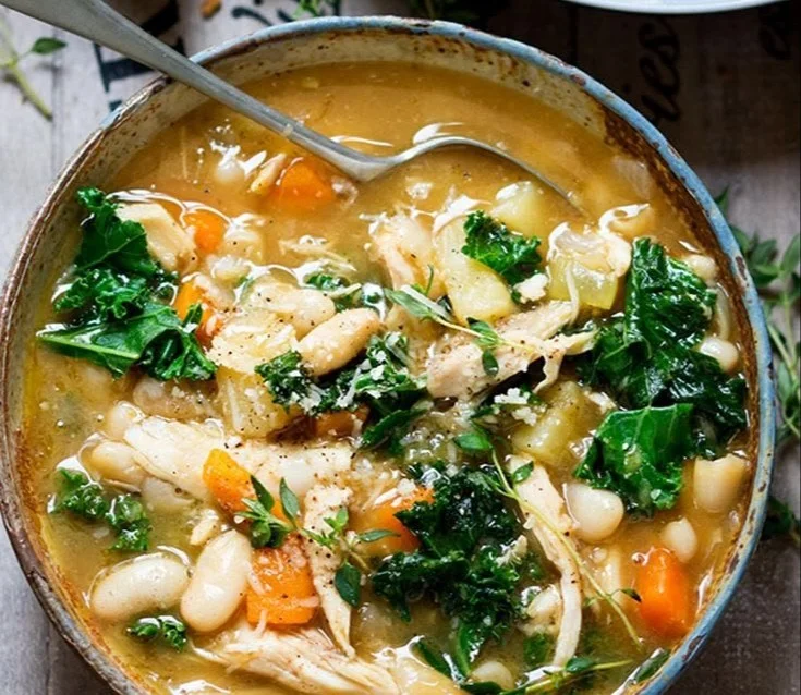 Bowl of homemade Chicken Vegetable Soup with fresh ingredients