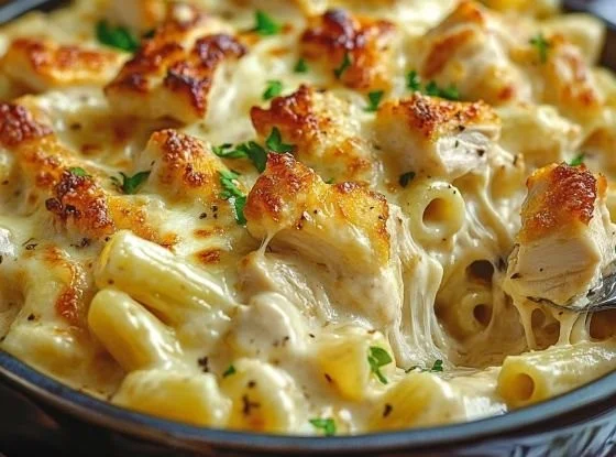 Garlic Parmesan Chicken Pasta Bake