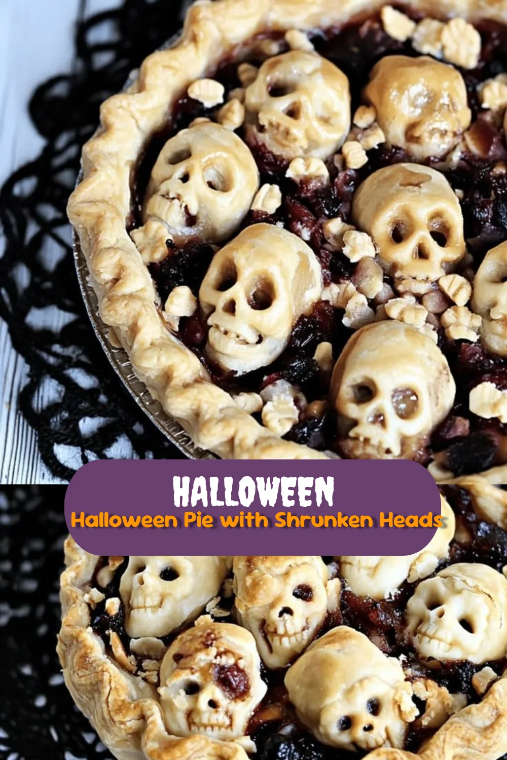 Halloween Pie with Shrunken Heads