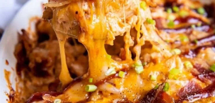 Delicious Keto BBQ Chicken Casserole served in a baking dish